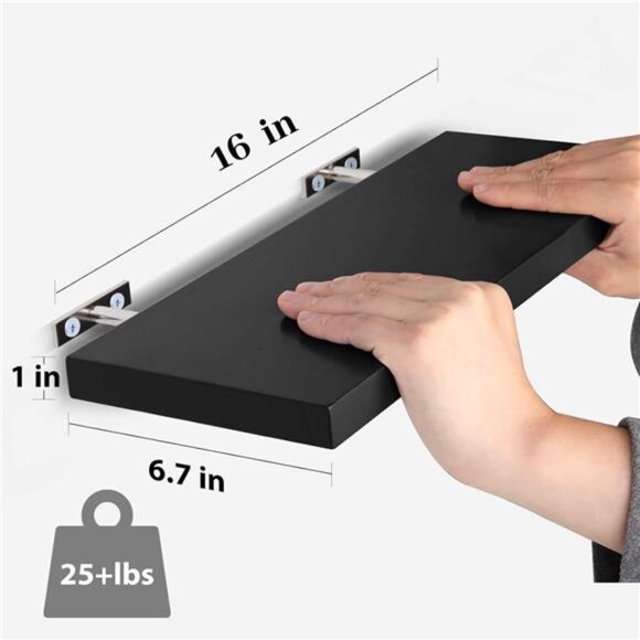 Floating Shelves Wall Shelf Solid Wood for Bathroom Bedroom Kitchen - Picture 3 of 7